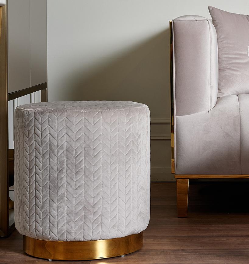 Банкетка велюр светло-серый/золото GY-BEN8143GOLD-LG