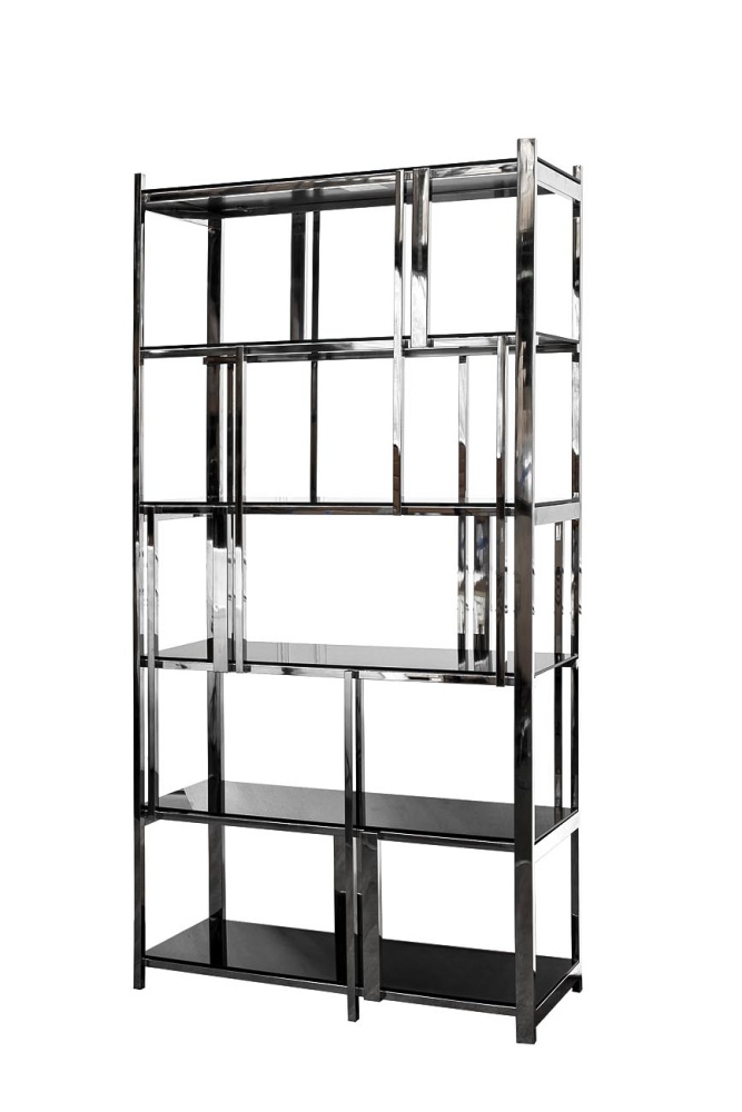 Стеллаж стекло черн./серебро 100*38*200см