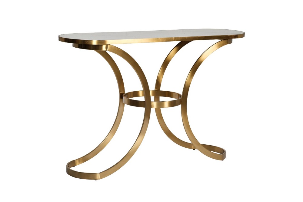 Консоль со стекл. столешницей под мрамор 129*40*85см