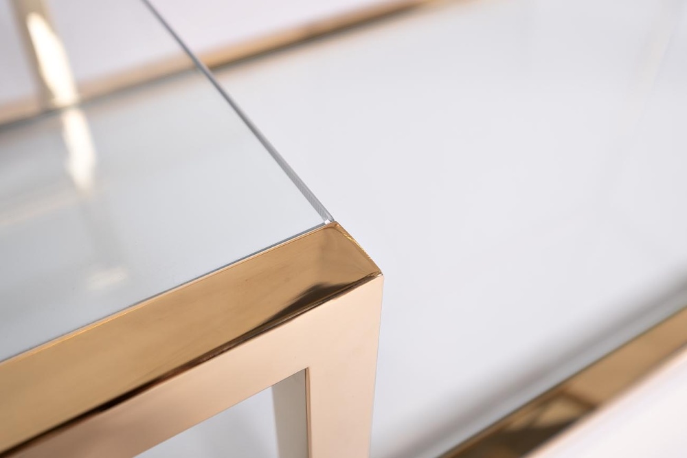 Стеллаж стекло прозр./золото 140*38*180 см