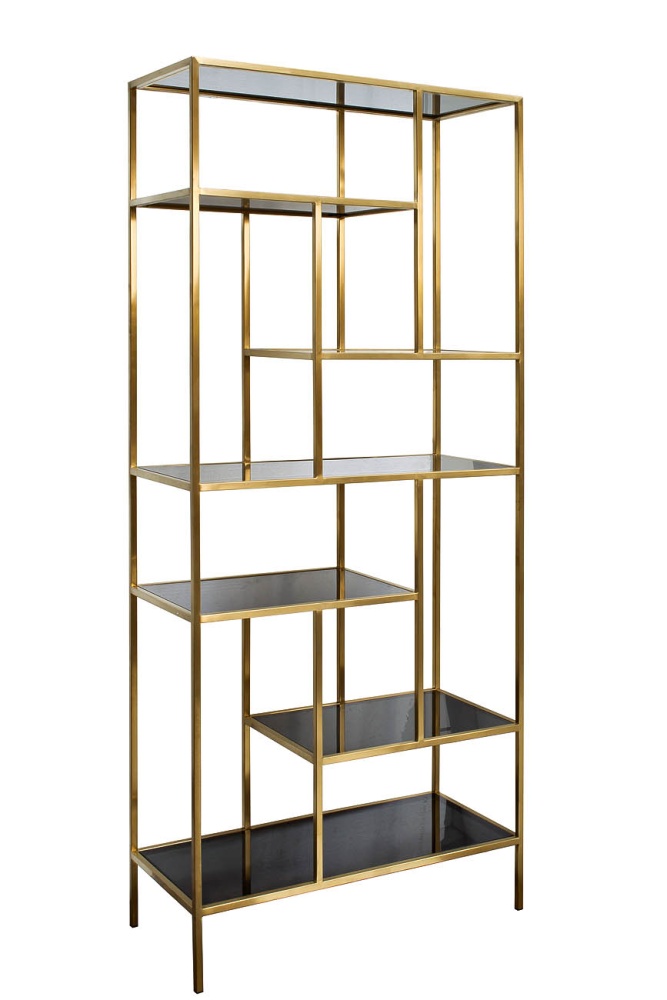 Стеллаж  золотистый/темн.ст. 80*35*180см