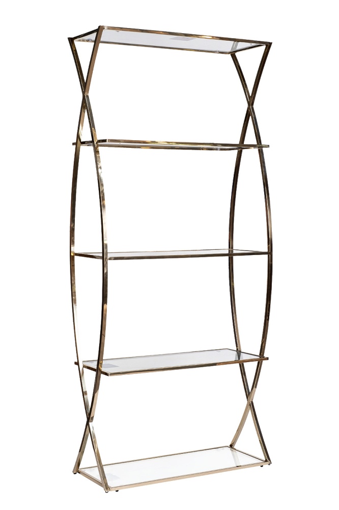 Стеллаж стекло прозр/золото 90*35*200см
